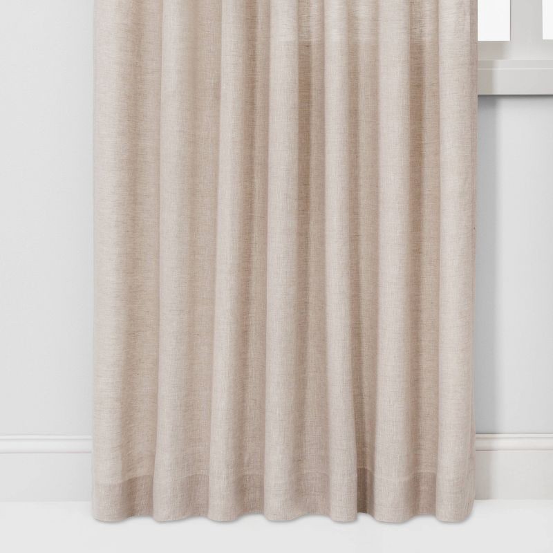 slide 2 of 5, 54"x95" Light Filtering Linen Window Curtain Panel Khaki - Threshold™: Traditional Beige, Rod Pocket, OEKO-TEX Certified, 1 ct
