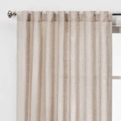 54"x95" Light Filtering Linen Window Curtain Panel Khaki - Threshold™: Traditional Beige, Rod Pocket, OEKO-TEX Certified