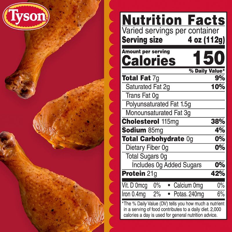 slide 6 of 8, Tyson All Natural Chicken Drumsticks - 1.49-2.938 lbs - price per lb, per lb