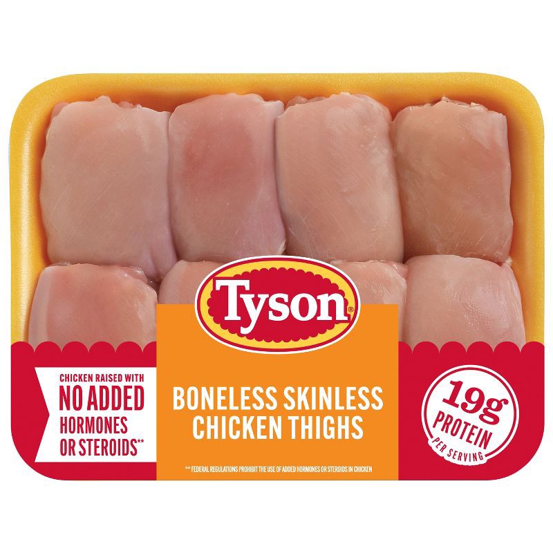 slide 1 of 7, Tyson All Natural Boneless & Skinless Chicken Thighs - 1.26-2.938 lbs - price per lb, per lb
