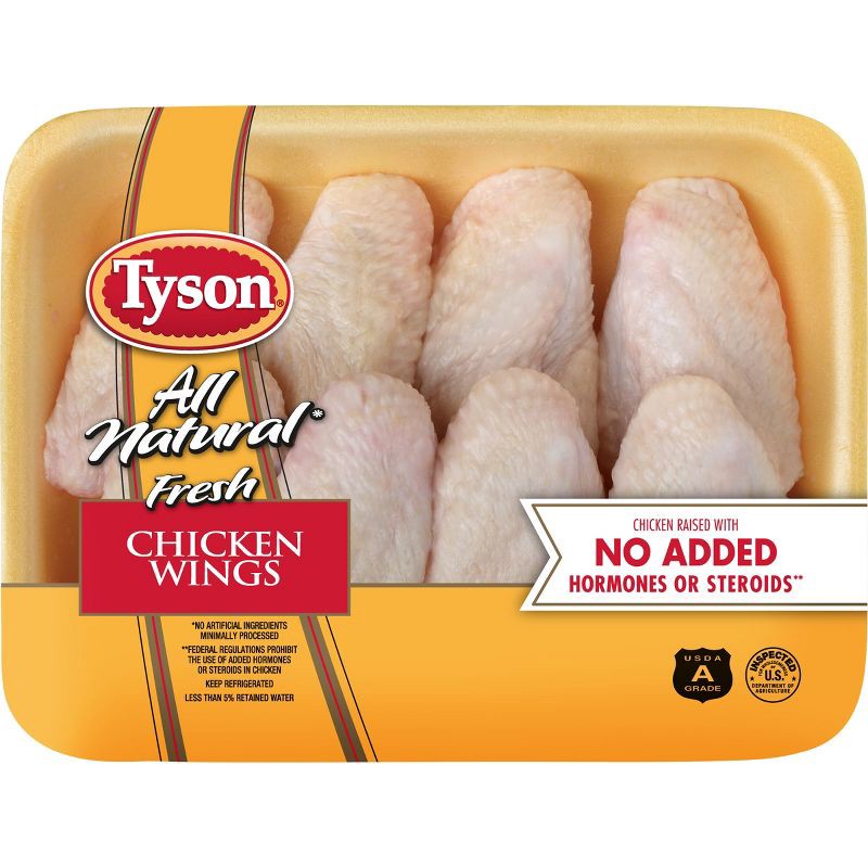 slide 1 of 5, Tyson All Natural Antibiotic Free Chicken Wings - 1.48-2.75 lbs - price per lb, per lb