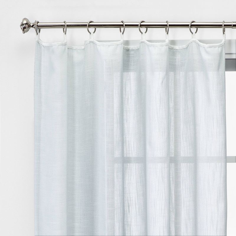 slide 2 of 6, 54"x84" Sheer Contrast Edge Window Curtain Panel White/Light Brown - Threshold™: Modern Woven Recycled Polyester, 1 ct
