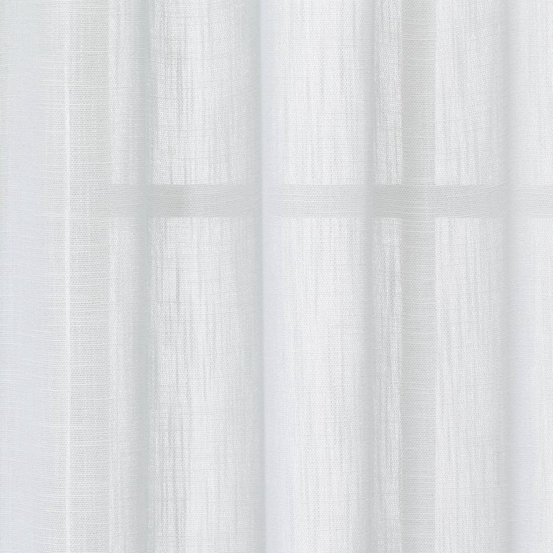 slide 3 of 6, 54"x84" Sheer Contrast Edge Window Curtain Panel White/Light Brown - Threshold™: Modern Woven Recycled Polyester, 1 ct