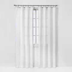 54"x84" Sheer Contrast Edge Window Curtain Panel White/Light Brown - Threshold™: Modern Woven Recycled Polyester