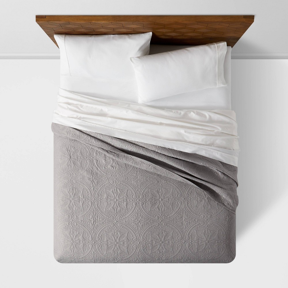 slide 3 of 6, Full/Queen Medallion Stitch Quilt Gray - Opalhouse, 1 ct