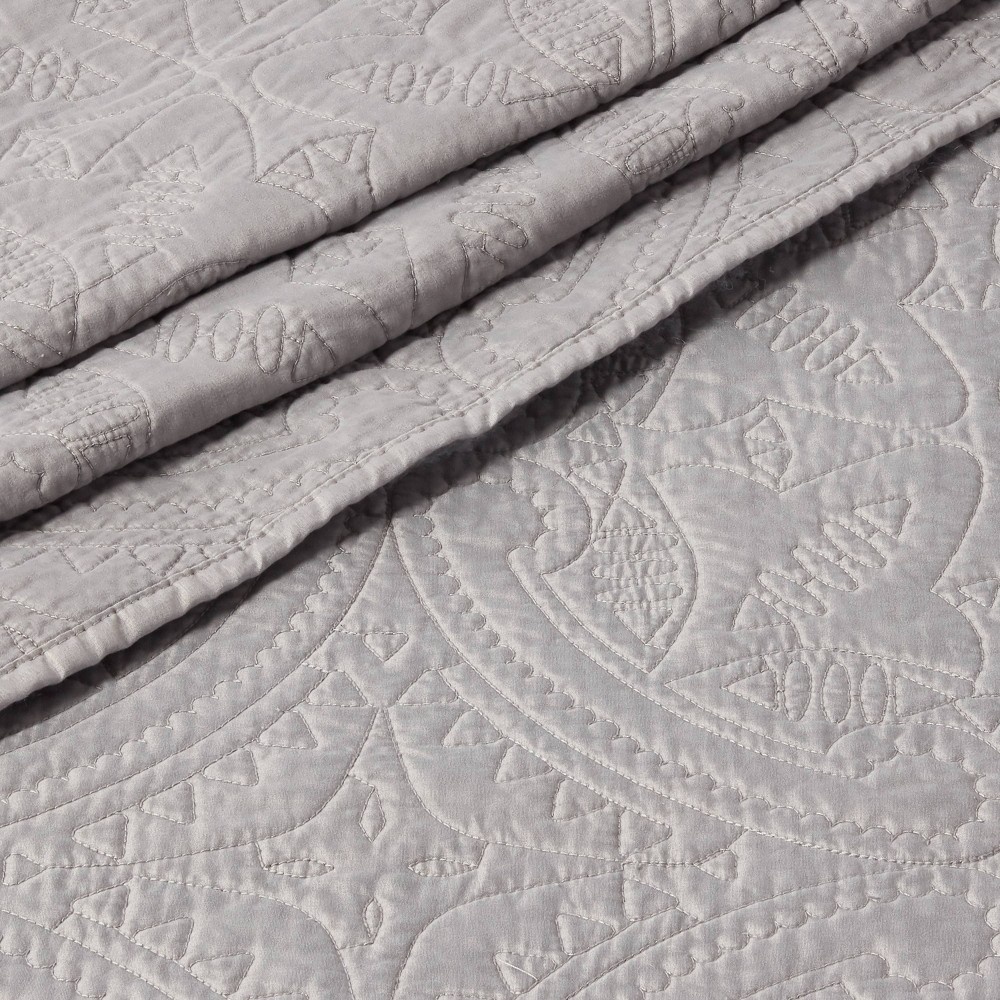 slide 4 of 6, Full/Queen Medallion Stitch Quilt Gray - Opalhouse, 1 ct