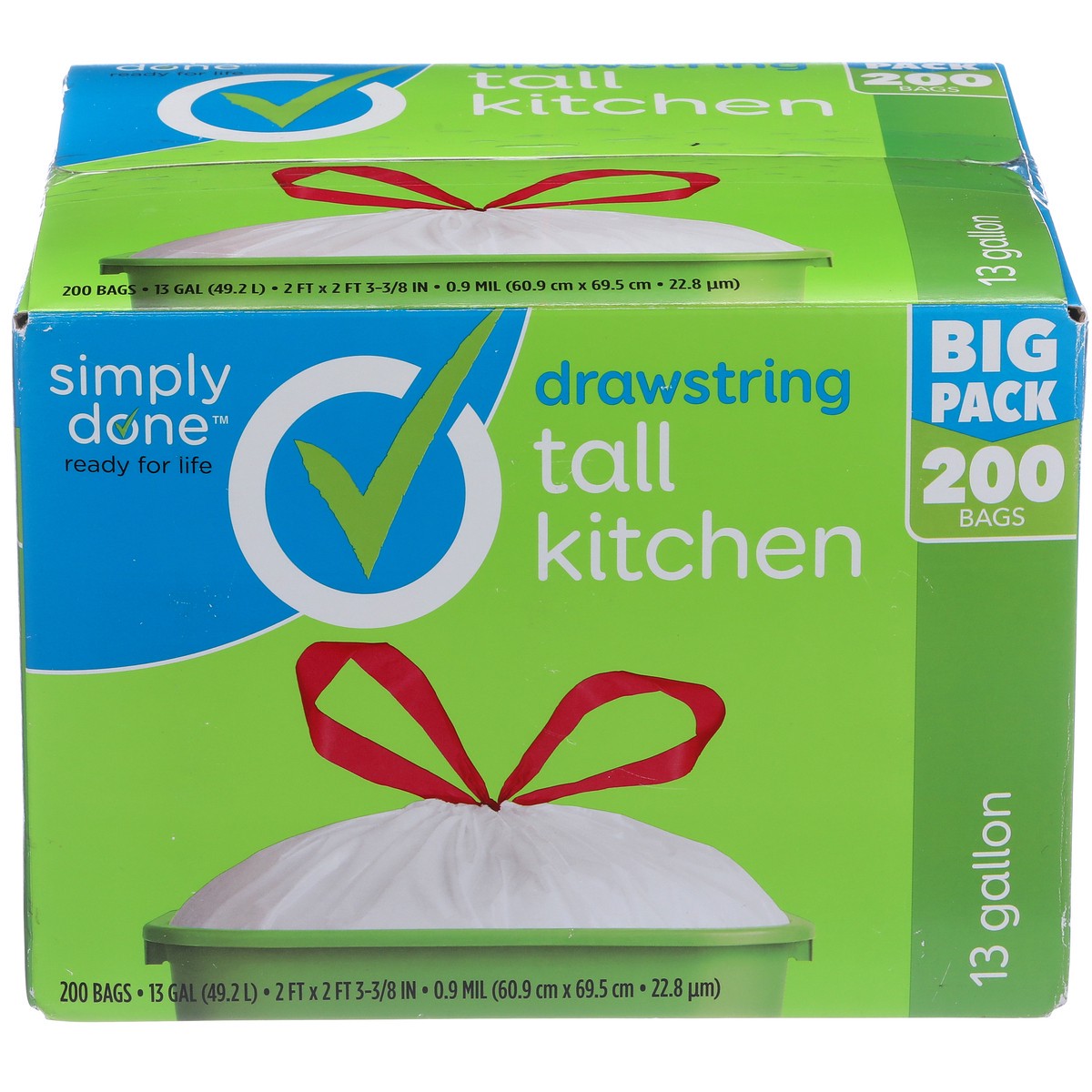 slide 1 of 10, Simply Done Drawstring Tall Kitchen Bags, 13 gal