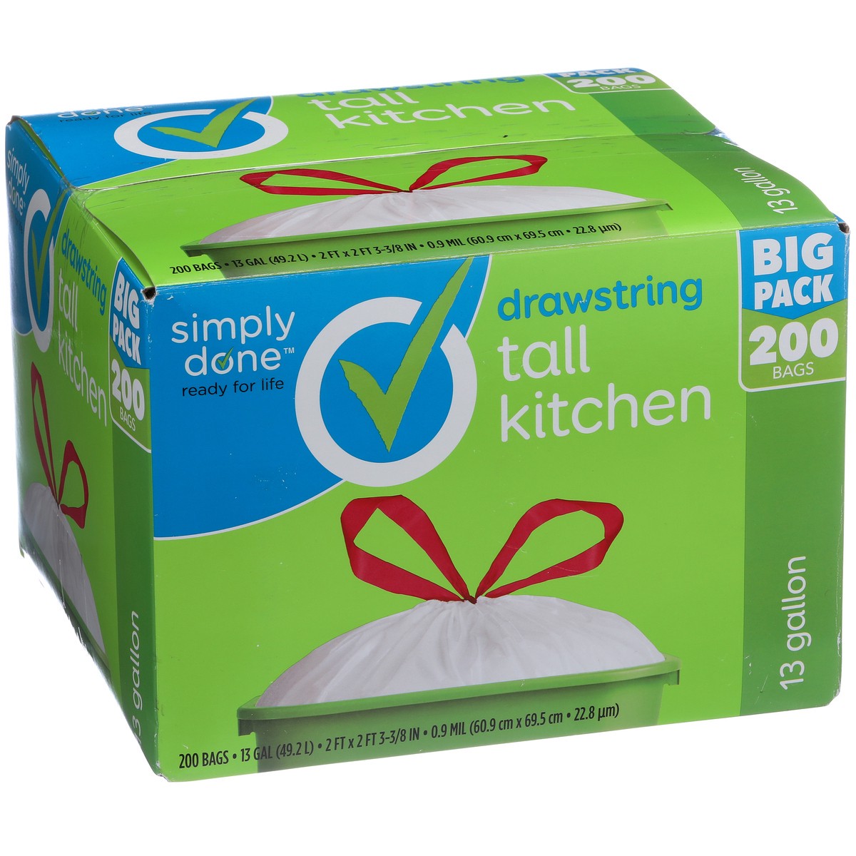 slide 9 of 10, Simply Done Drawstring Tall Kitchen Bags, 13 gal