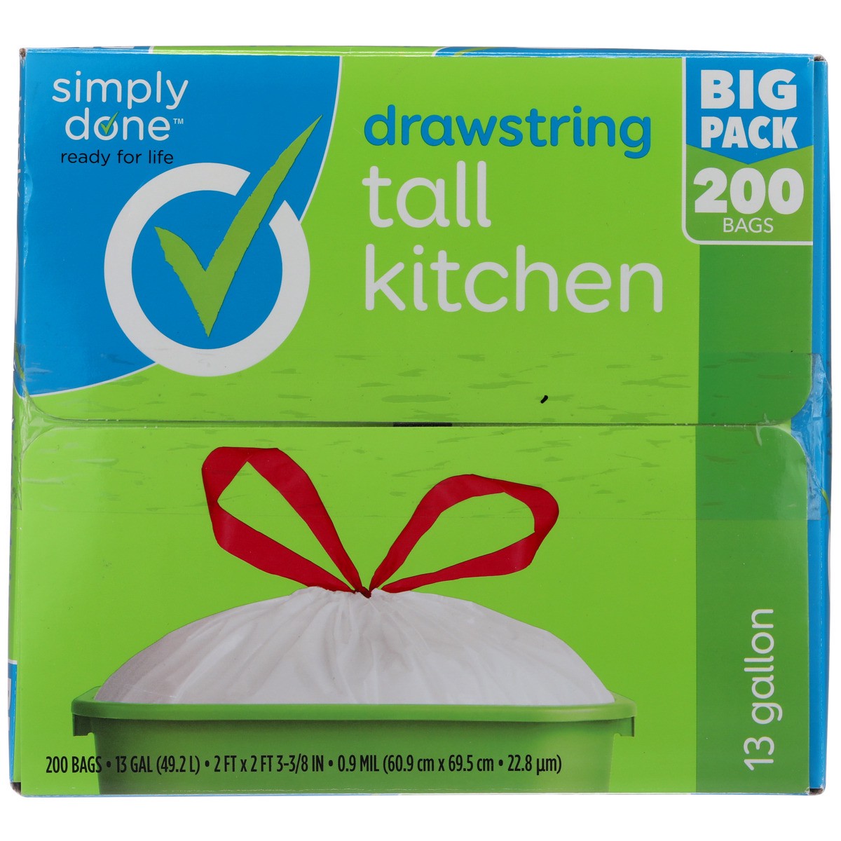 slide 8 of 10, Simply Done Drawstring Tall Kitchen Bags, 13 gal