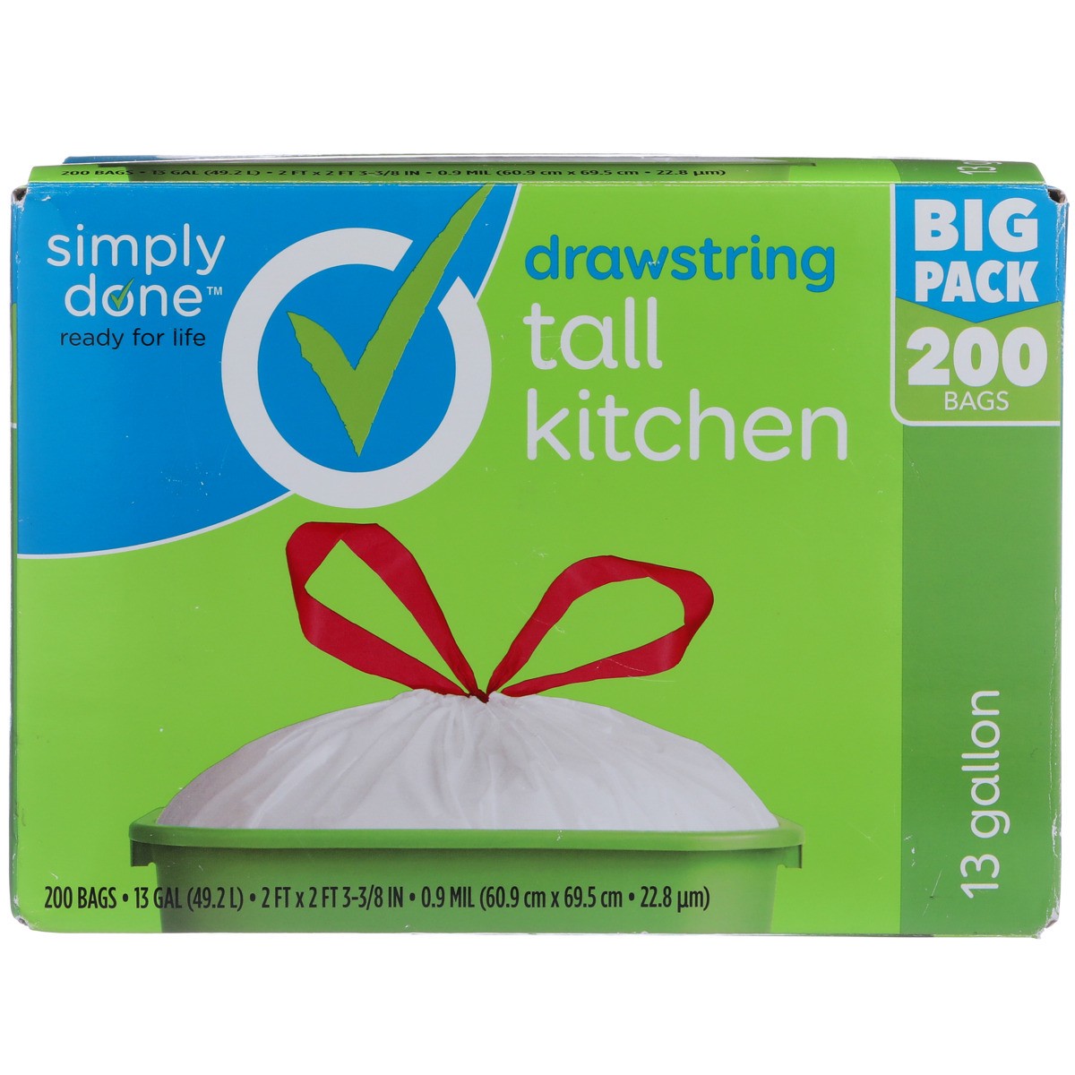 slide 2 of 10, Simply Done Drawstring Tall Kitchen Bags, 13 gal