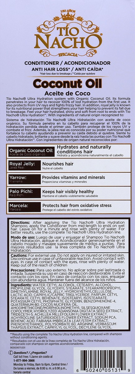 slide 9 of 9, Tio Nacho Eficacia Tio Nacho Coconut Oil Conditioner 14 Ounces, 14 oz