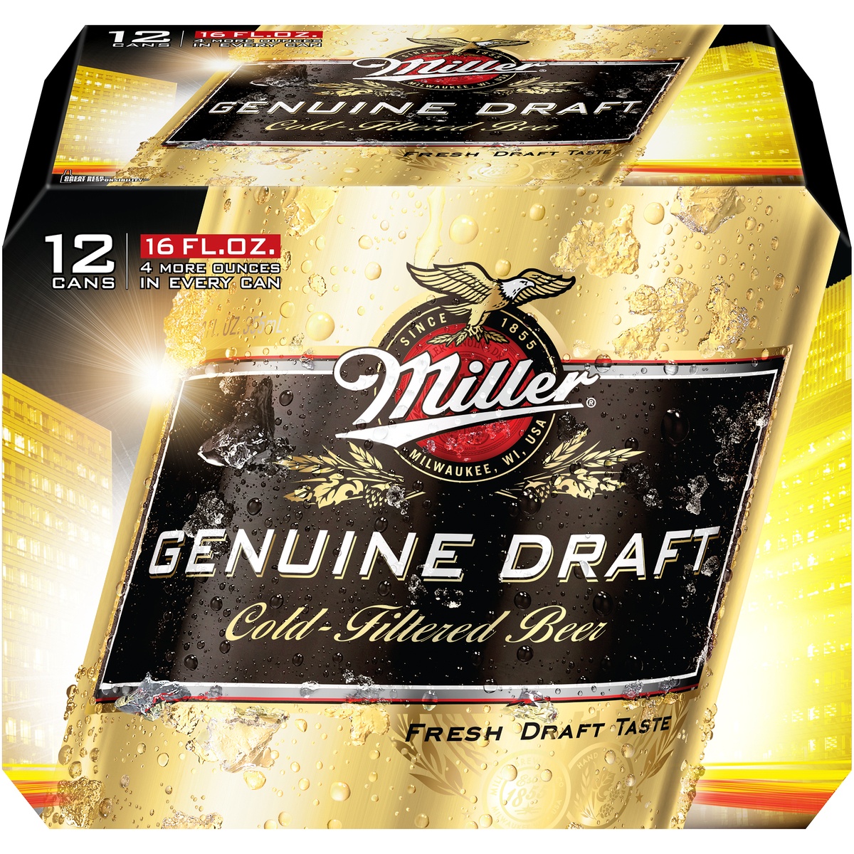 slide 1 of 1, Miller Genuine Draft Beer, 12 cans/16 fl oz