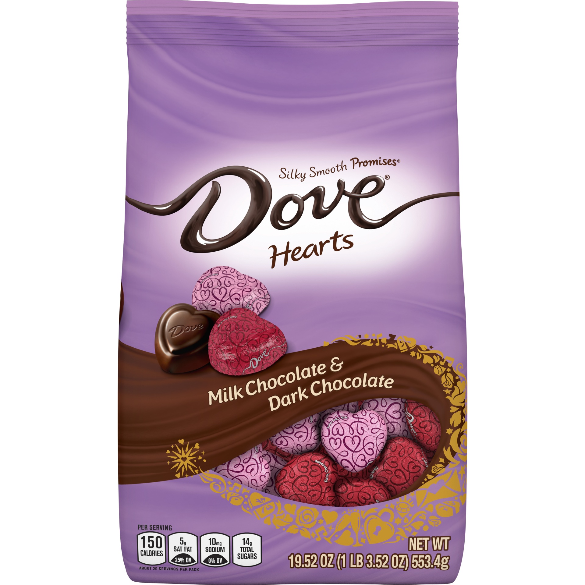 slide 1 of 1, DOVE PROMISES Valentine's Day Milk and Dark Chocolatedy Hearts Variety Mix, 19.52 oz