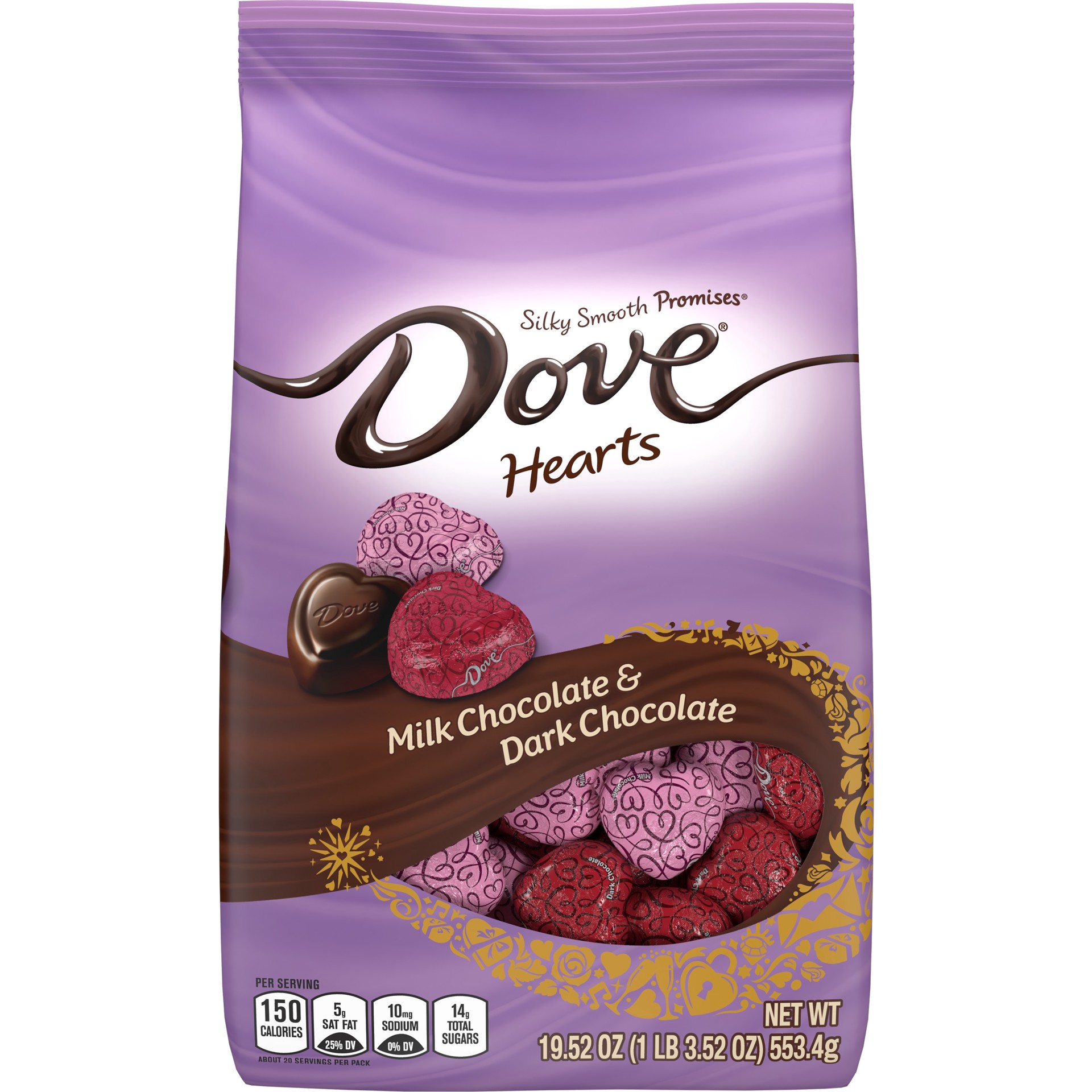 slide 1 of 8, DOVE Milk Chocolate and Dark Chocolate Hearts, Valentines Day Candy Assortment, 19.52 oz, 19.52 oz