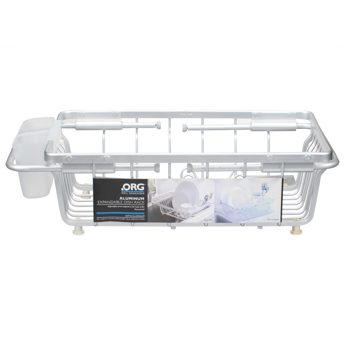 slide 1 of 7, ORG Aluminum Expandable Over-the-Sink Dish Rack, 1 ct