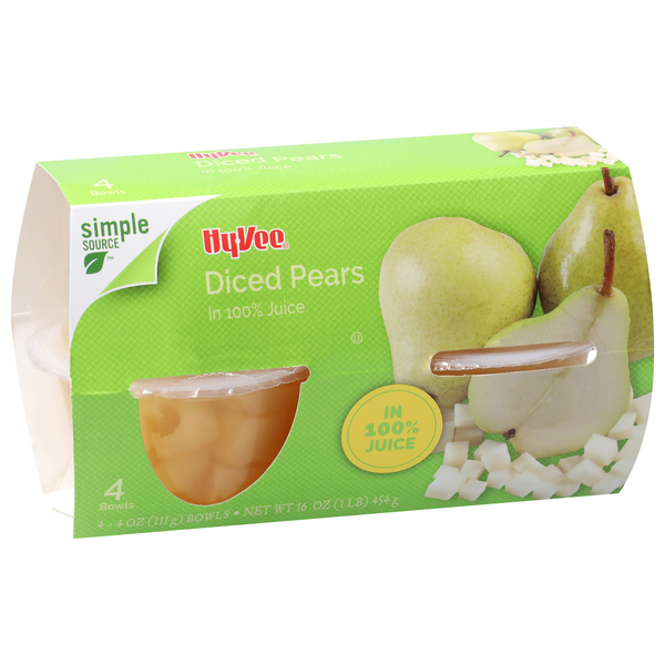 slide 1 of 1, Hy-vee Diced Pears In 100% Juice, 16 oz