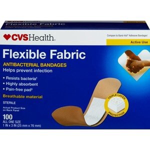 slide 1 of 1, CVS Health Flexible Fabric Anti-Bacterial Bandages, One Size, 100 Ct, 1 ct