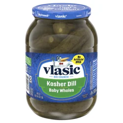 Vlasic Kosher Dill Baby Whole Pickles, Keto Friendly, 46 fl. oz.