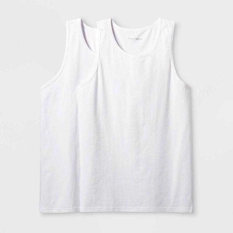 slide 1 of 9, Pair of Thieves Men's Tank Undershirt 2pk - White M: Moisture Wicking, Breathable Fabric, 2 ct
