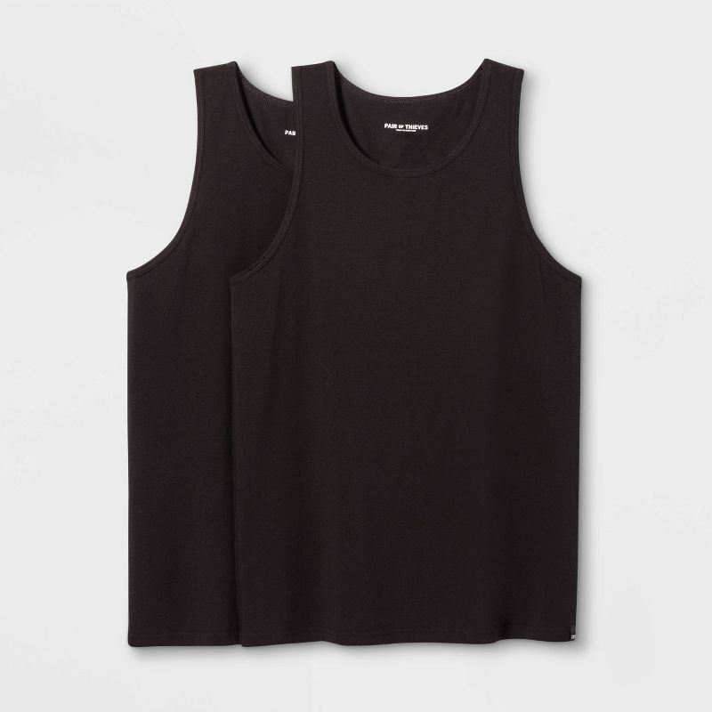 slide 1 of 6, Pair of Thieves Men's Tank Undershirt 2pk - Black L: Moisture Wicking, Breathable Fabric, 2 ct