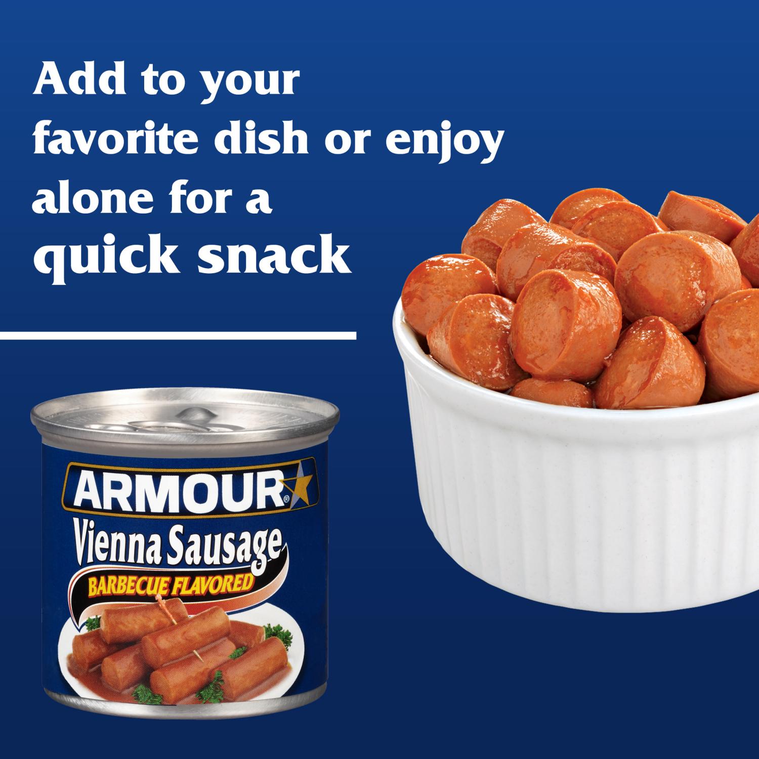 slide 3 of 3, Armour Barbecue Vienna Sausage, 7g protein Per Serving, 4.6 oz Can, 4.6 oz