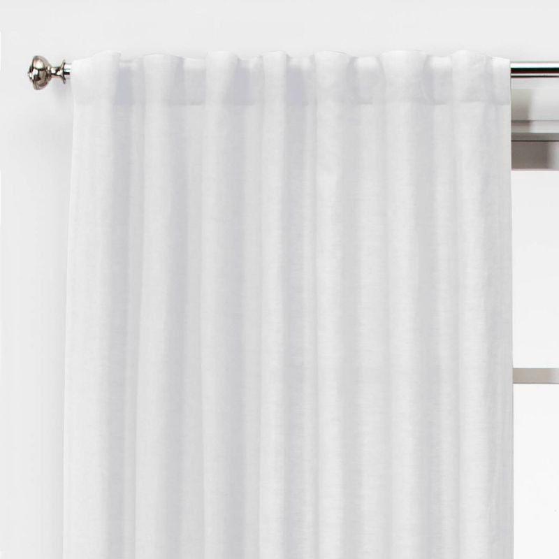 slide 2 of 5, 54"x95" Light Filtering Linen Window Curtain Panel White - Threshold™, 1 ct