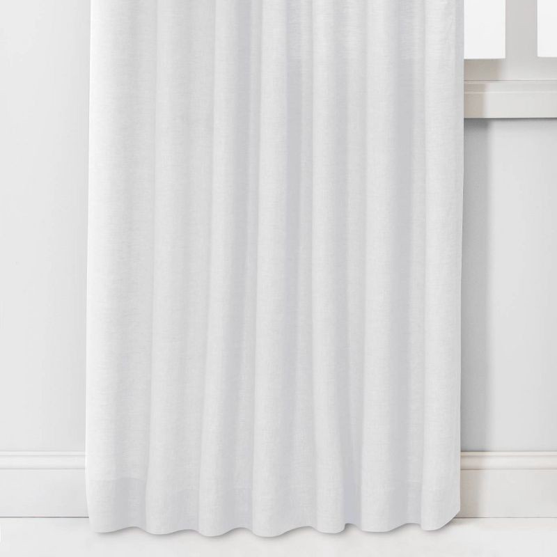 slide 3 of 5, 54"x95" Light Filtering Linen Window Curtain Panel White - Threshold™, 1 ct