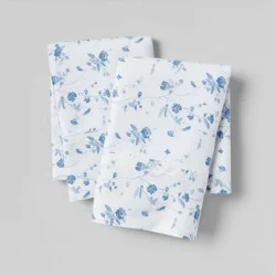 Standard Printed Performance 400 Thread Count Pillowcase Set White/Blue Floral - Threshold™: Cotton Sateen, OEKO-TEX Certified, Set of 2