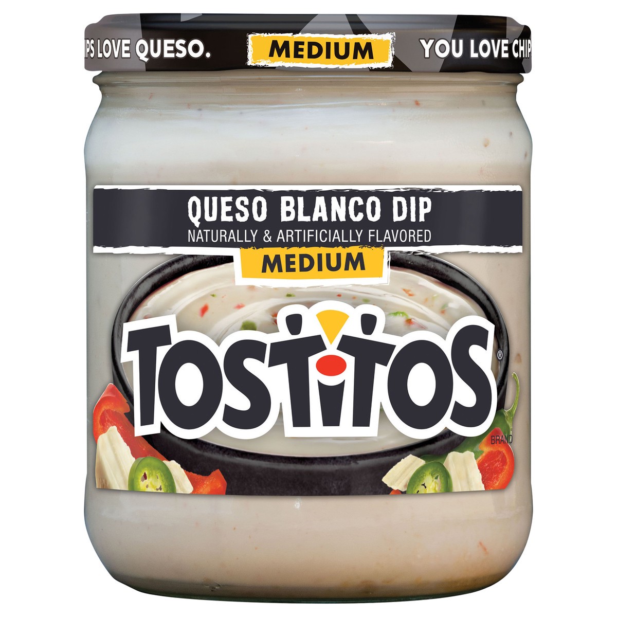 slide 1 of 1, Tostitos Medium Dip Queso Blanco Naturally & Artificially Flavored 15 Oz, 1 ct
