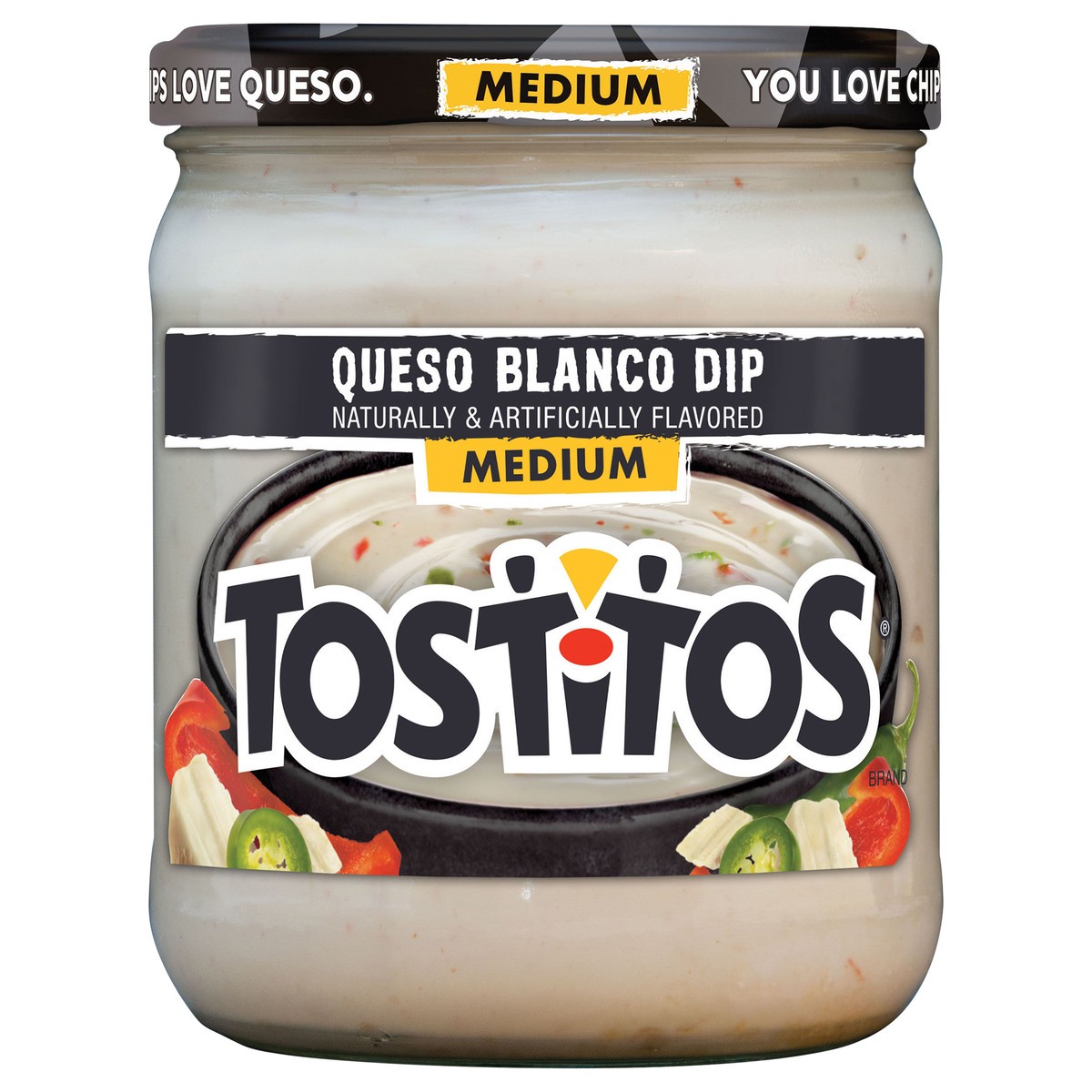 slide 1 of 2, Tostitos Medium Dip Queso Blanco Naturally & Artificially Flavored 15 Oz, 1 ct