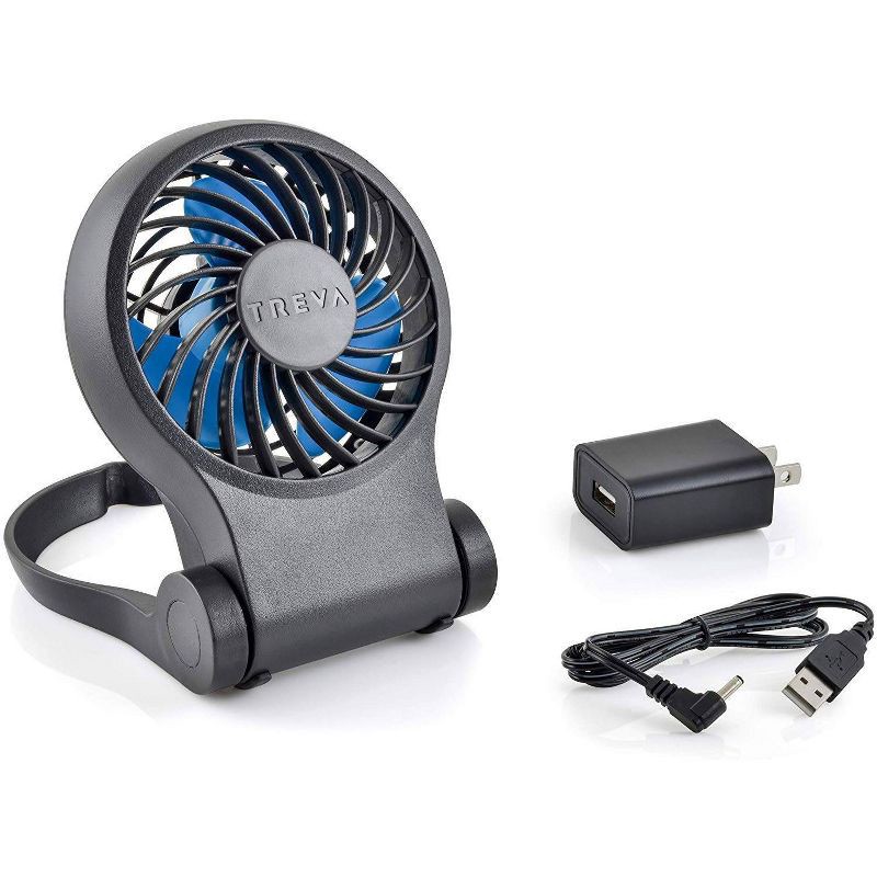 slide 2 of 4, TREVA 3.5" Battery/USB Fan with AC Adapter - Gray, 1 ct