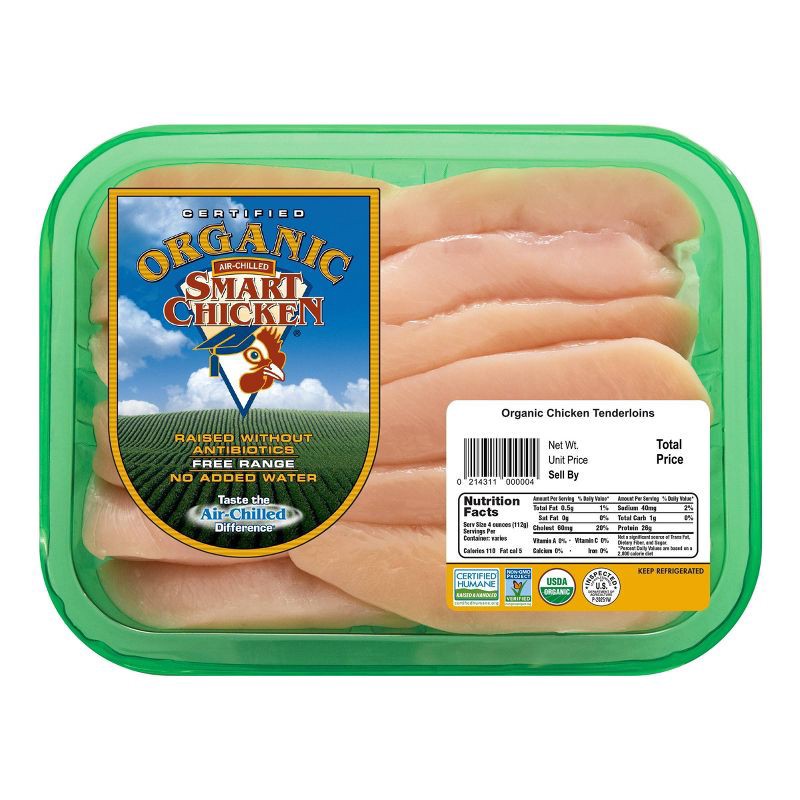 slide 1 of 8, Smart Chicken Organic Chicken Tenderloins - 0.75-1.75lbs - price per lb, per lb