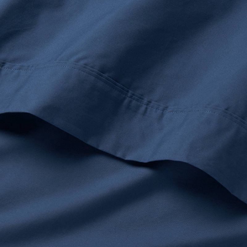 slide 2 of 4, Queen 300 Thread Count Ultra Soft Flat Sheet Dark Blue - Threshold, 1 ct