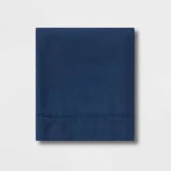 Queen 300 Thread Count Ultra Soft Flat Sheet Dark Blue - Threshold