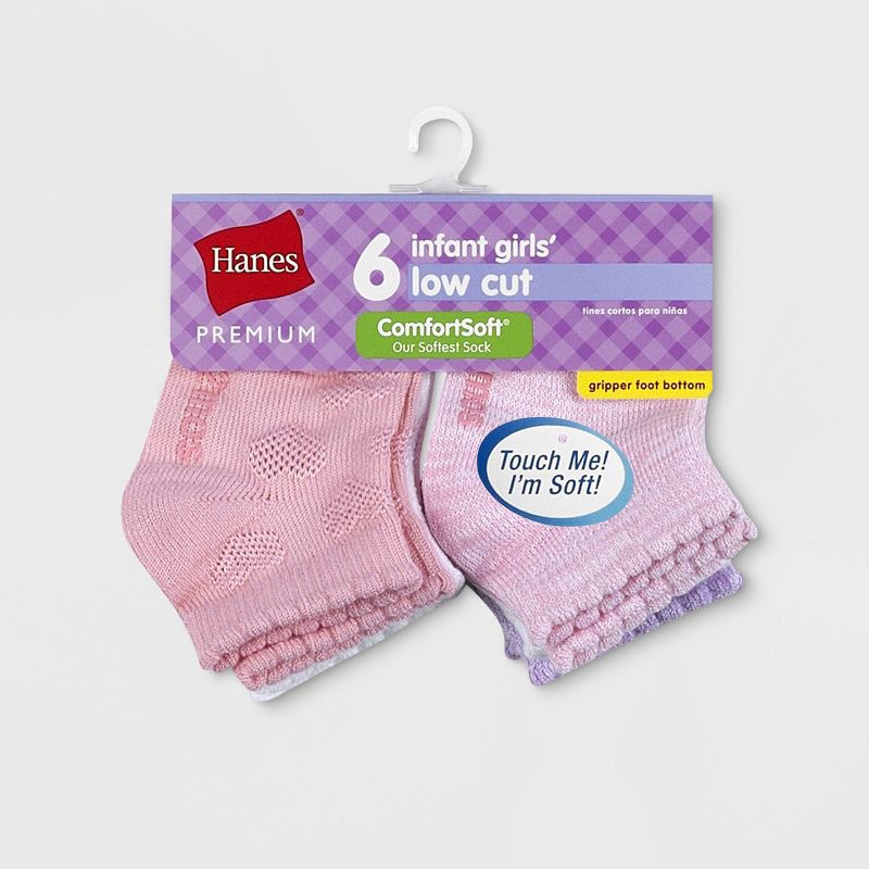 slide 2 of 3, Hanes Premium Toddler Girls' 6pk Low Cut Comfortsoft Socks - Colors May Vary 2T-3T, 6 ct