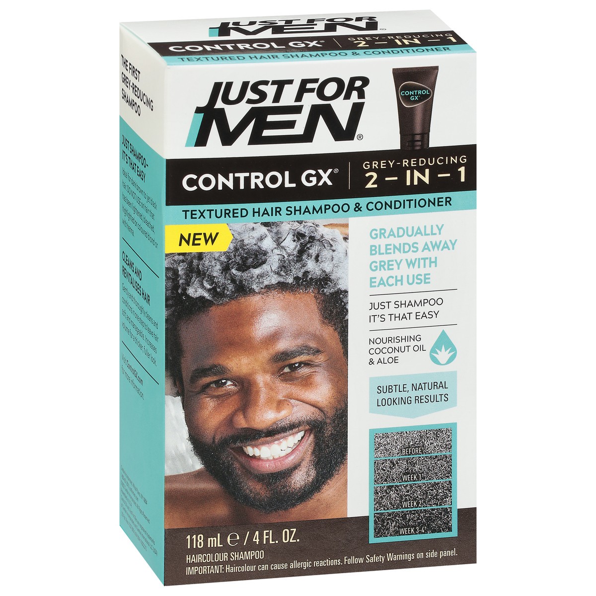 slide 8 of 9, Just for Men Control GX Grey-Reducing 2-in-1 Haircolour Shampoo 4 fl oz, 4 oz