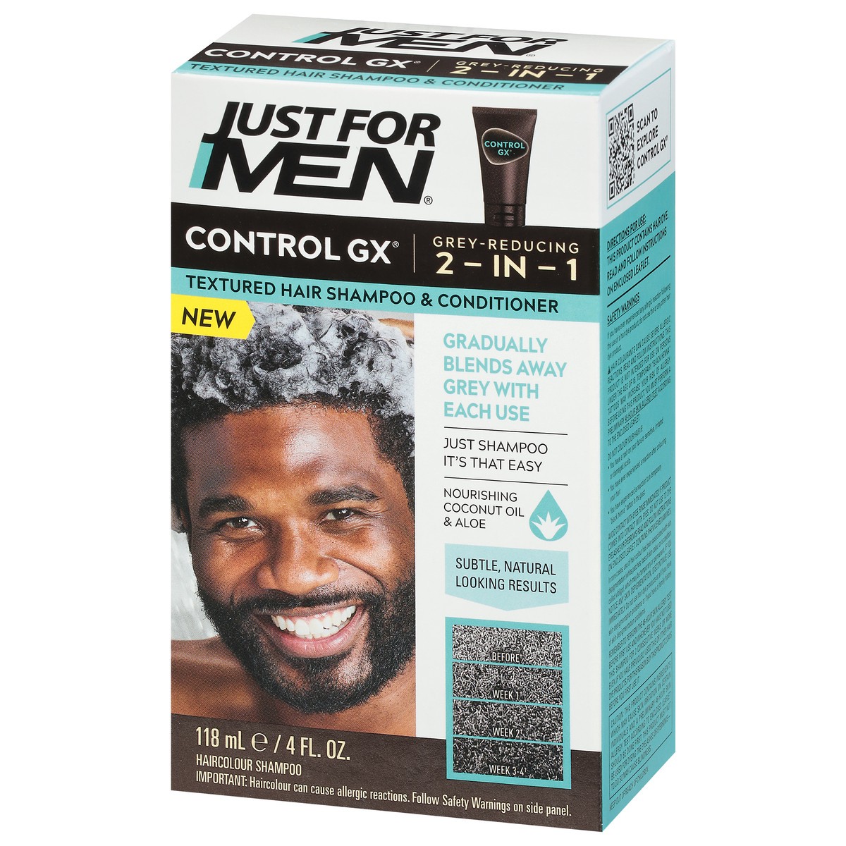 slide 9 of 9, Just for Men Control GX Grey-Reducing 2-in-1 Haircolour Shampoo 4 fl oz, 4 oz
