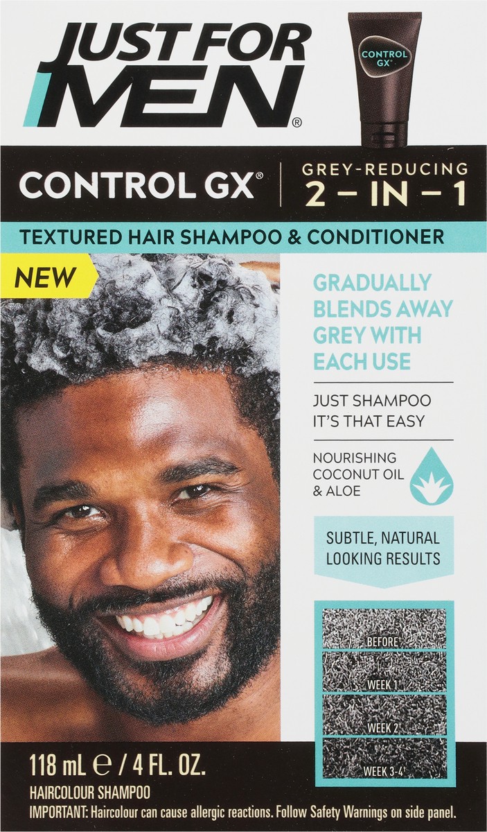 slide 2 of 9, Just for Men Control GX Grey-Reducing 2-in-1 Haircolour Shampoo 4 fl oz, 4 oz
