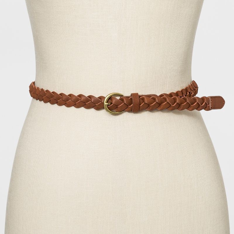 slide 3 of 3, Women's 2pk Belt - Universal Thread™ Black/Brown L, 2 ct
