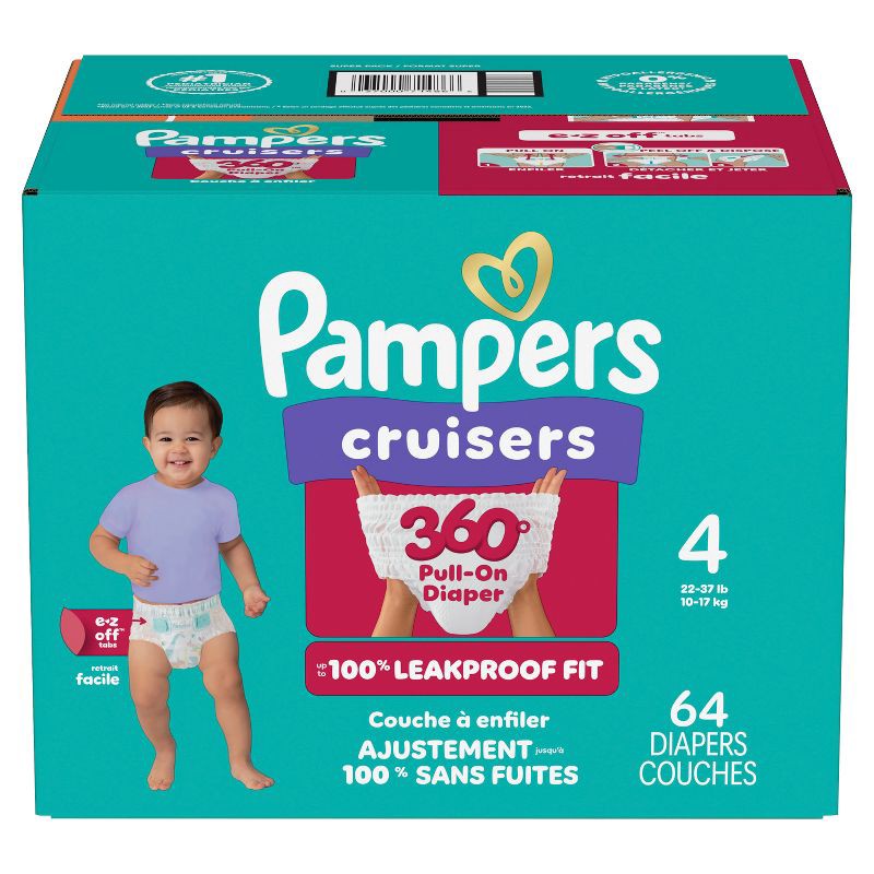 slide 15 of 15, Pampers Cruisers 360 Diapers Super Pack - Size 4 - 64ct, 4 x 64 ct
