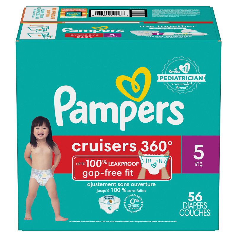 slide 12 of 13, Pampers Cruisers 360 Diapers Super Pack - Size 5 - 56ct, 56 ct