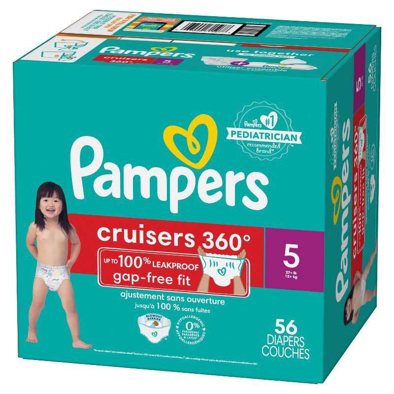 slide 10 of 13, Pampers Cruisers 360 Diapers Super Pack - Size 5 - 56ct, 56 ct