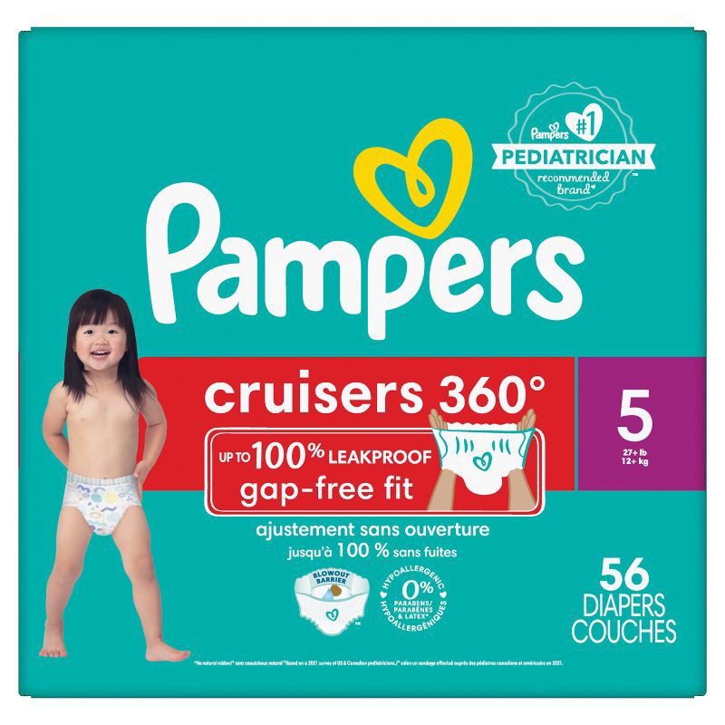 slide 11 of 13, Pampers Cruisers 360 Diapers Super Pack - Size 5 - 56ct, 56 ct