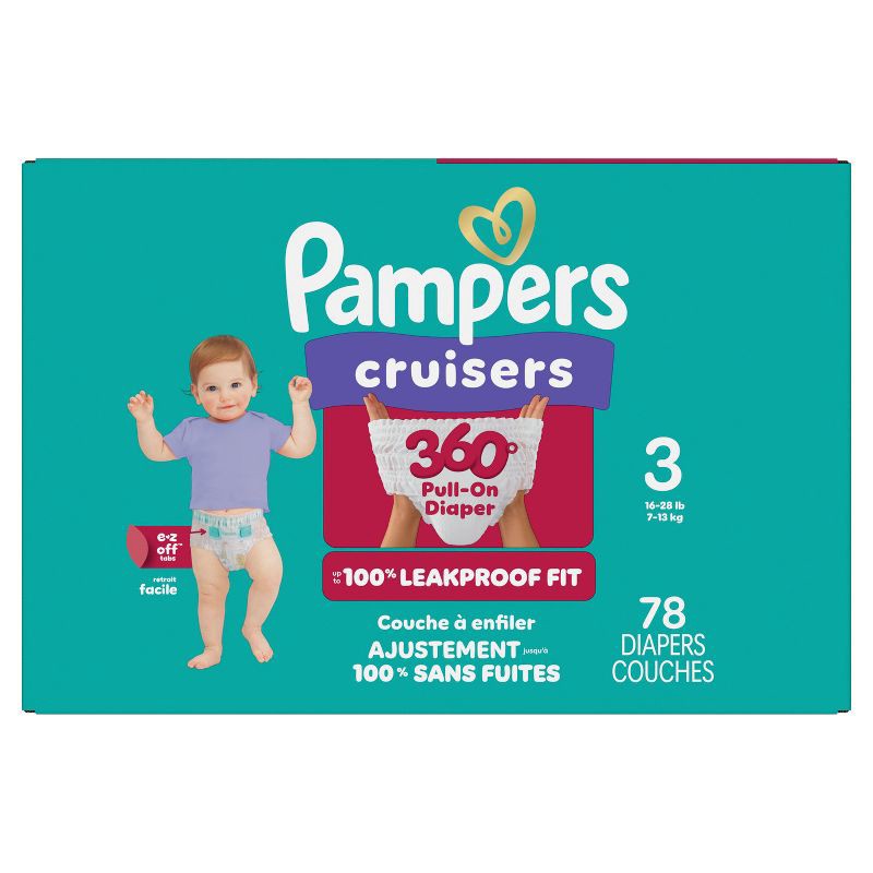 slide 12 of 15, Pampers Cruisers 360 Diapers Super Pack - Size 3 - 78ct, 3 x 78 ct
