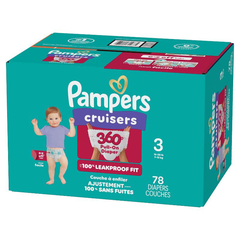 slide 14 of 15, Pampers Cruisers 360 Diapers Super Pack - Size 3 - 78ct, 3 x 78 ct