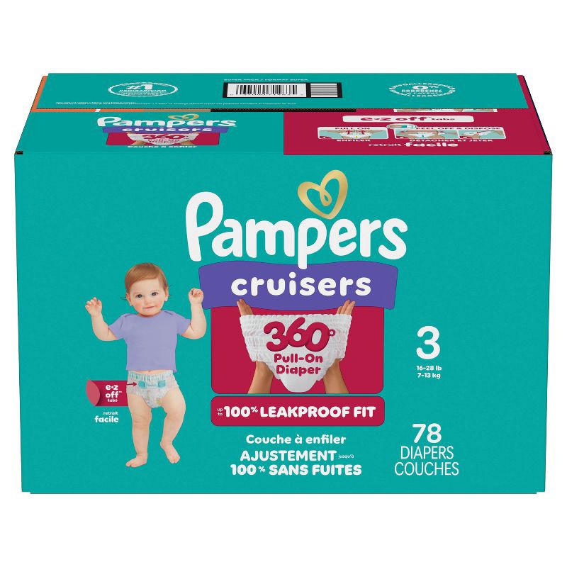 slide 15 of 15, Pampers Cruisers 360 Diapers Super Pack - Size 3 - 78ct, 3 x 78 ct