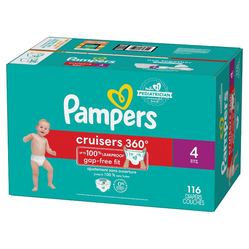 slide 10 of 13, Pampers Cruisers 360 Diapers - Size 4 - 116ct, 116 ct