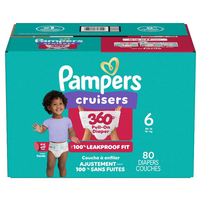 slide 15 of 15, Pampers Cruisers 360 Diapers - Size 6 - 80ct, 6 x 80 ct