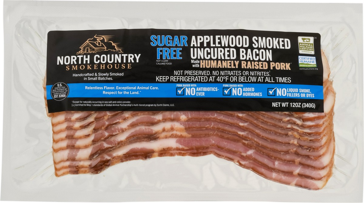 slide 6 of 9, North Country Smokehouse Sugar Free Applewood Smoked Uncured Bacon 12 oz, 12 oz
