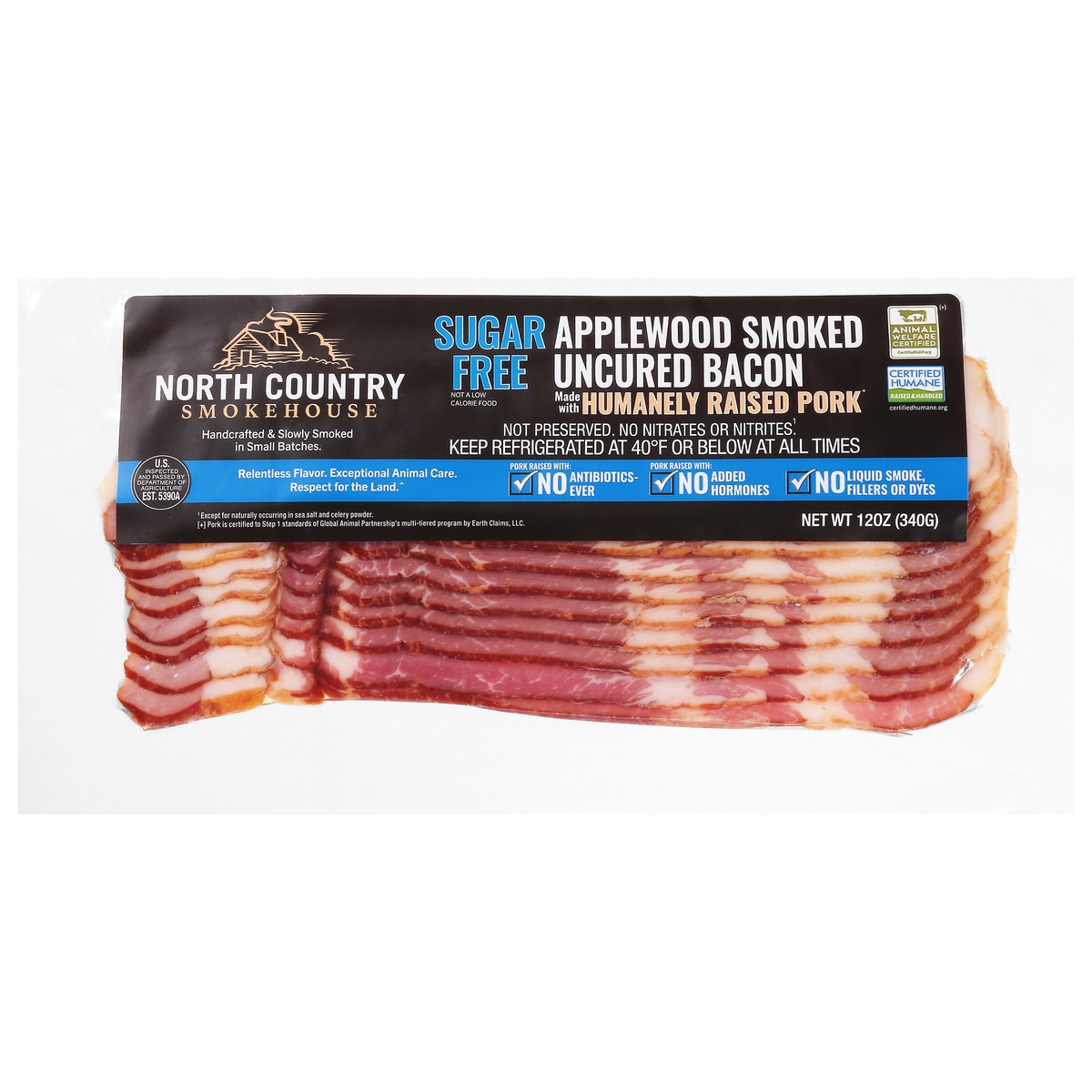 slide 1 of 9, North Country Smokehouse Sugar Free Applewood Smoked Uncured Bacon 12 oz, 12 oz